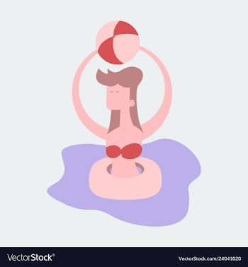 Cute funny girl in a rubber swimming cap is vector image