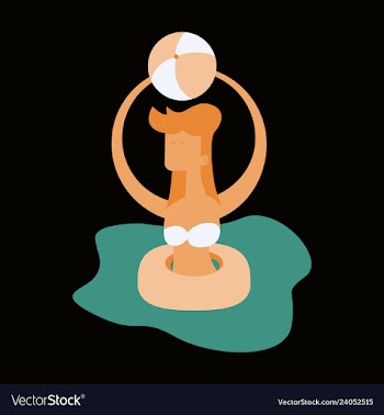 Cute funny girl in a rubber swimming cap is vector image