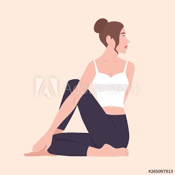 Cute funny girl in Matsyendrasana posture