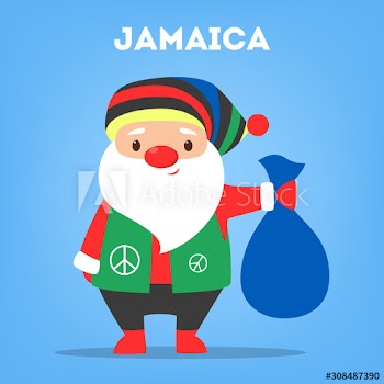 Cute funny Santa Claus of Jamaica
