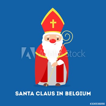 Cute funny Santa Claus wearing national costume of Belgium