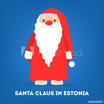 Cute funny Santa Claus wearing national costume of Estonia