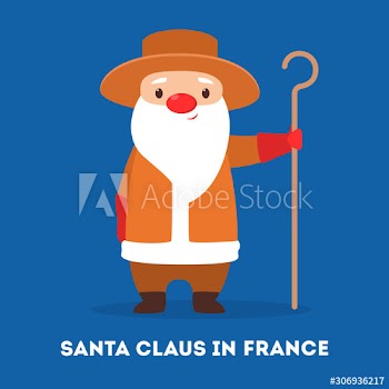 Cute funny Santa Claus wearing national costume of France