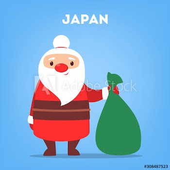 Cute funny Santa Claus wearing national costume of Japan