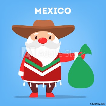 Cute funny Santa Claus wearing national costume of Mexico