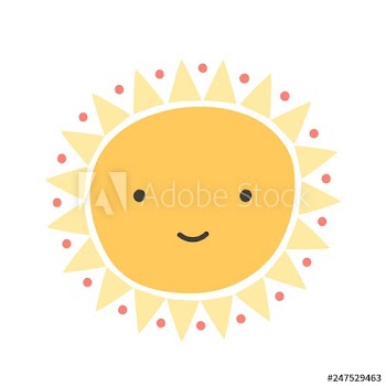 Cute funny sun with smiling face isolated on white background