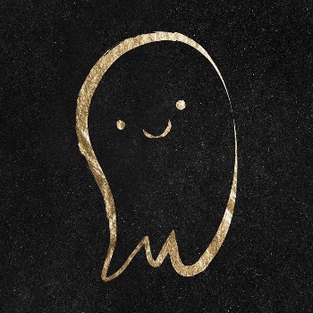 Cute ghost sticker, gold aesthetic | Free PSD Illustration - rawpixel