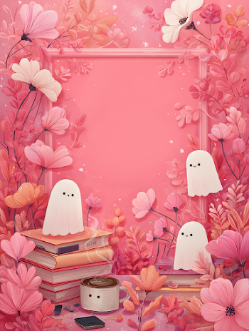 Cute Ghosts in a Pink Spring Wonderland