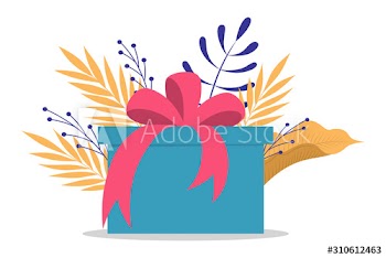 Cute gift box with ribbon and bow