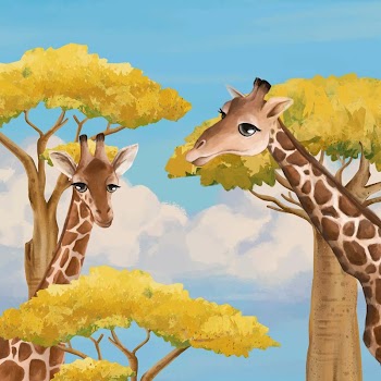 Cute giraffe background, blue sky | Free Photo - rawpixel