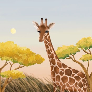 Cute giraffe background, gradient sky | Free Photo Illustration - rawpixel