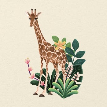 Cute giraffe, beige design, animal | Free Photo Illustration - rawpixel