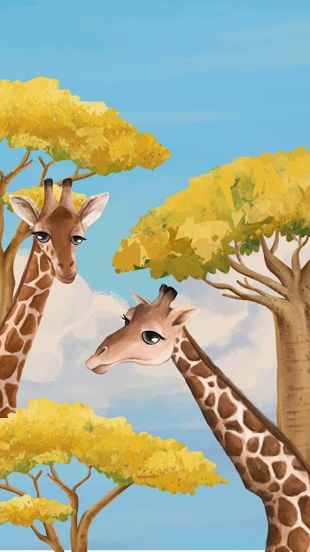 Cute giraffe blue iPhone wallpaper | Free Photo Illustration - rawpixel