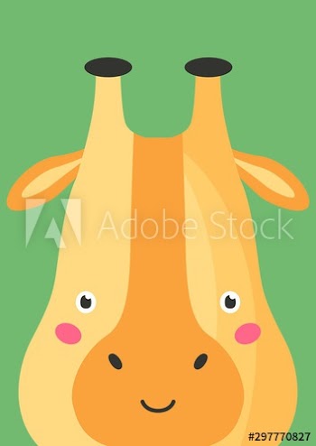 Cute giraffe snout flat vector illustration