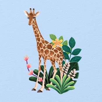 Cute giraffe wildlife background, blue | Free Photo Illustration - rawpixel