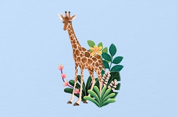 Cute giraffe wildlife background, blue | Free Photo Illustration - rawpixel