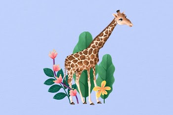 Cute giraffe wildlife background, blue | Free Photo Illustration - rawpixel