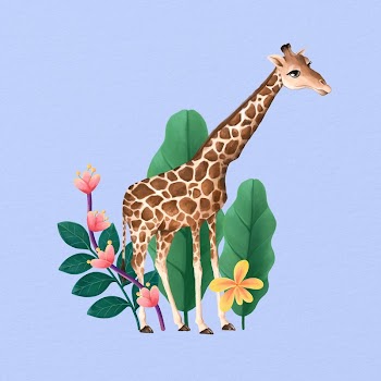Cute giraffe wildlife background, blue | Free Photo Illustration - rawpixel