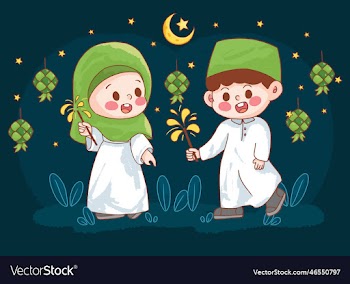 cute girl and boy ramadan kareem murabak lantern i