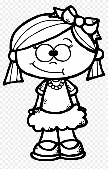 Cute Girl Clipart Freebie - Girl Black And White Clip Art