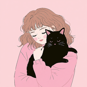 Cute Girl Cuddling a Cat