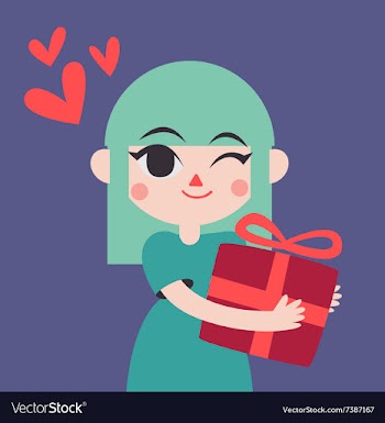Cute Girl Holding a Presente vector image