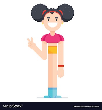 cute girl is standing and showing victory sign