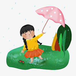 Cute girl playing with umbrella in the rain | Free download ...