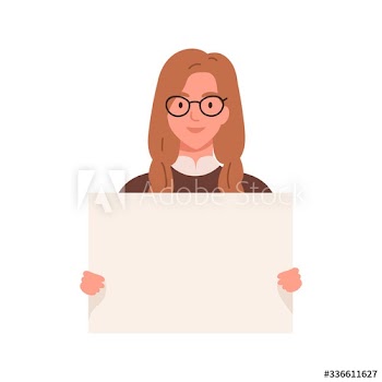 Cute girl with an empty placard in her hands isolated on white background