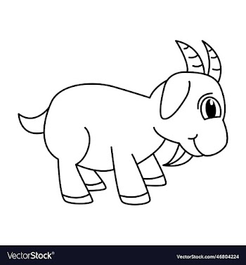 cute goat cartoon coloring page for kids