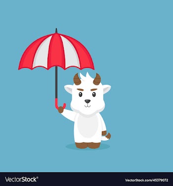 cute goat holding umbrella