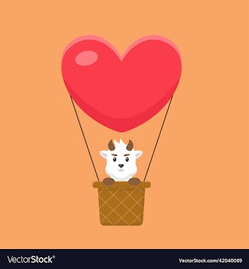 cute goat hot air balloon cartoon