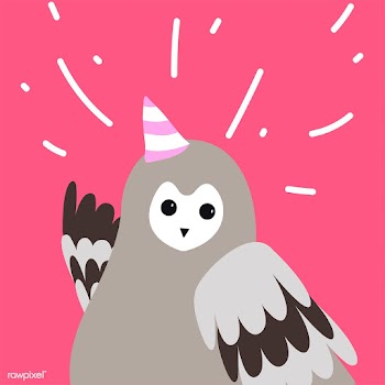 Cute gray owl wearing a party hat cartoon vec.. | Free stock vector - 477031