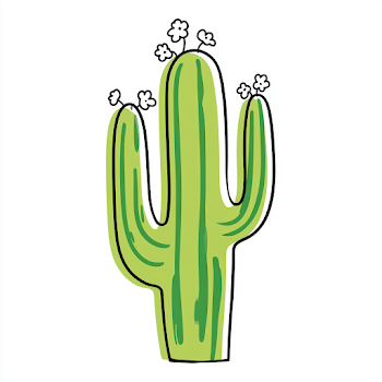 Cute Green Saguaro Cactus Icon