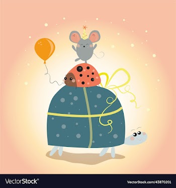 cute greeting card turtle ladybug and mouse