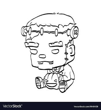 Cute Halloween Character Frankenstein Outline vector image