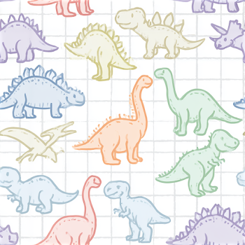 Cute Hand-Drawn Dinosaur Doodles Pattern