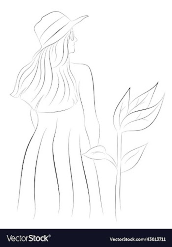 cute hand drawn girl wearing a hat