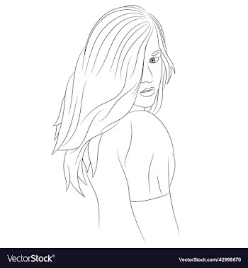 cute hand drawn girl with a long hair