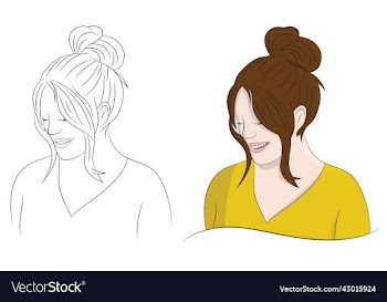cute hand drawn lady with a messy bun