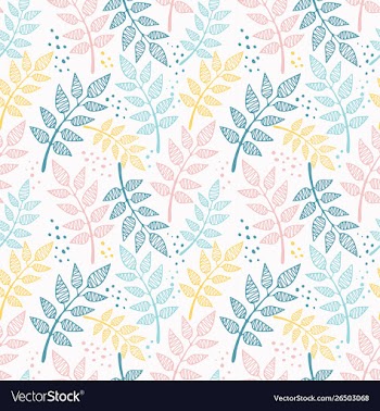 Cute hand drawn leaf pattern vector image