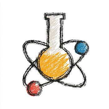 Cute Hand-Drawn Science Icon in Crayon Doodle Style