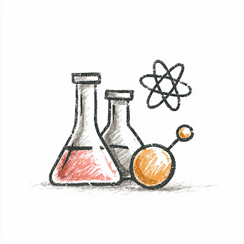 Cute Hand-Drawn Science Icons in Crayon Doodle Style