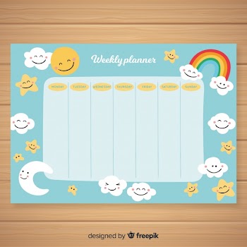 Cute hand drawn weekly schedule template