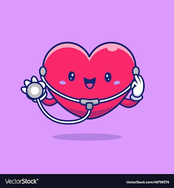 cute heart with stethoscope cartoon