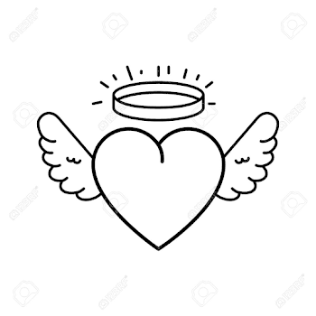 Cute Heart With Wings And Halo Vector Illustration Design Royalty ...