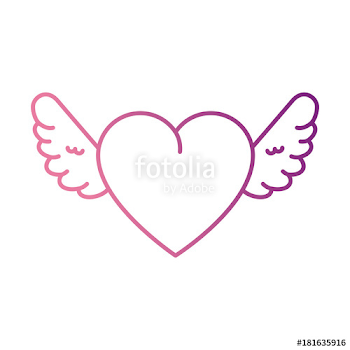 cute heart with wings vector illustration design" Stock image and ...