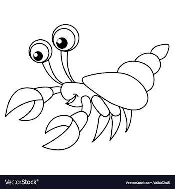 cute hermit crab cartoon coloring page