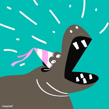 Cute hippopotamus cartoon wearing a party hat.. | Free stock vector - 477189
