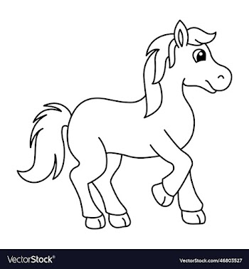 cute horse cartoon coloring page for kids